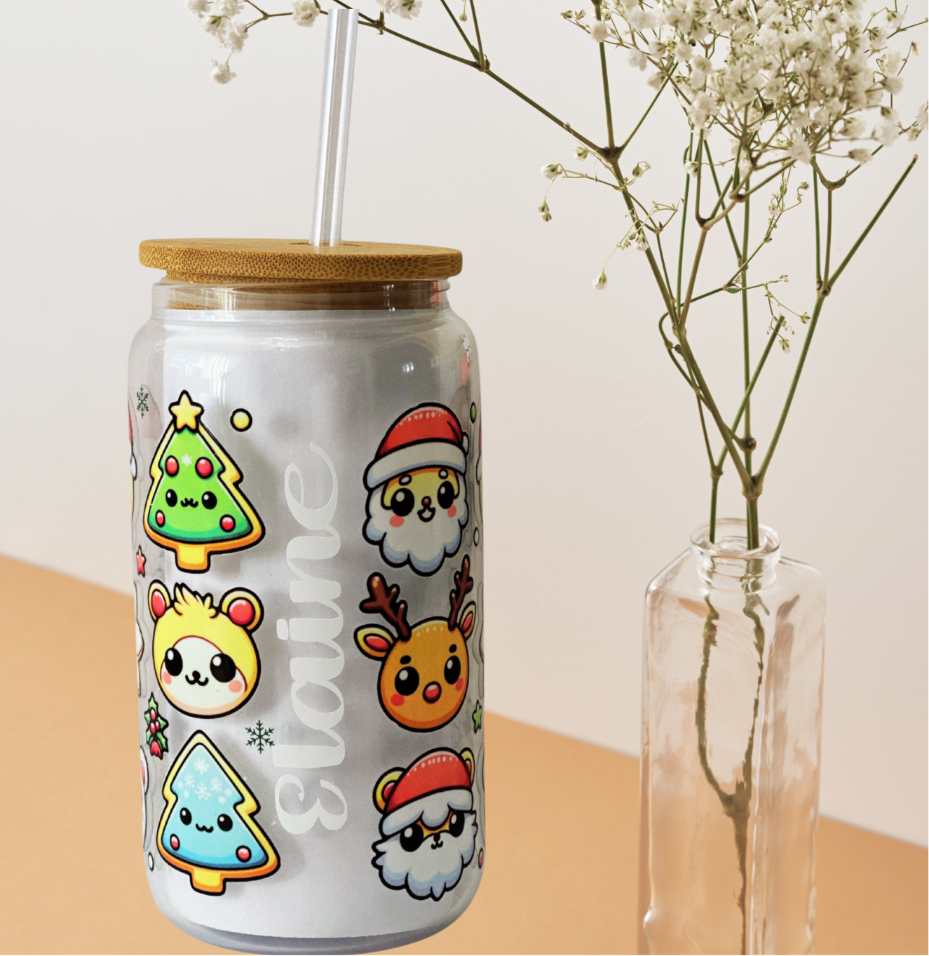 Personalized gifts, Chubby Christmas characters, Christmas cups, Santas mug , secret Santa gifts, beer can glass, cute cups