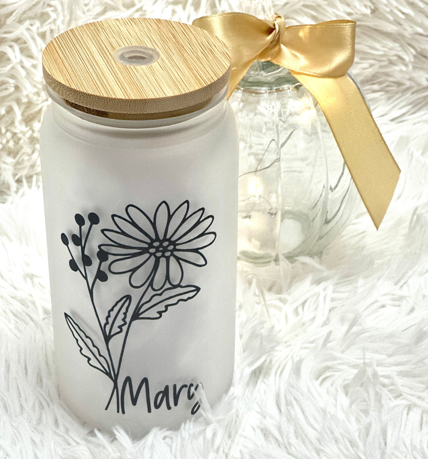 Birthday flower, personalized gifts, custom can glass shape