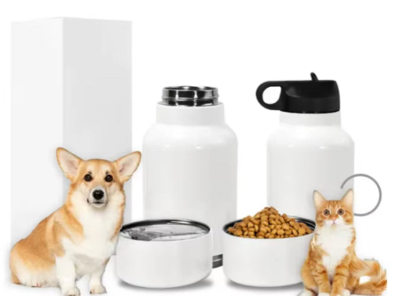 Pet travel water tumbler,Dog Water Bottle with Bowl, 32oz Pet Travel Water Bottles, Portable Water Bowl Dispenser for Dog, Stainless Steel Insulated Tumbler, 3 pcs travel water bottle.