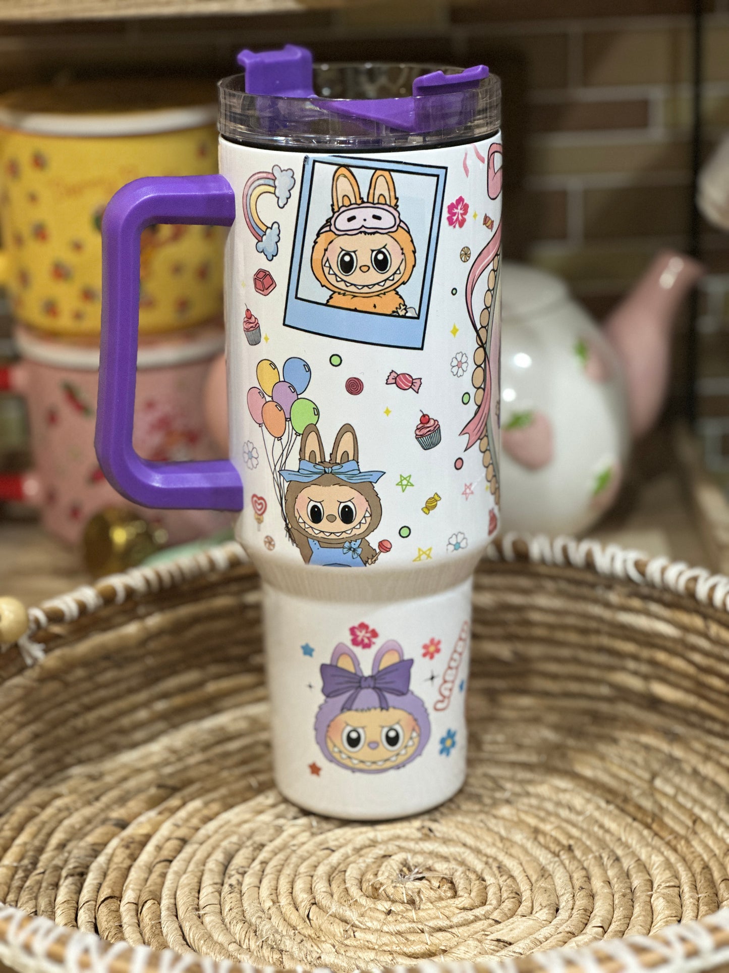 Cute tumblers.Whimsical Bunny 40oz Tumbler. Cartoon-Inspired Pink Bunny Cup. Stainless steel double wall tumbler.
Funky Forest Friend Tumbler. Trendy Creature Vibes – 40oz Tumbler