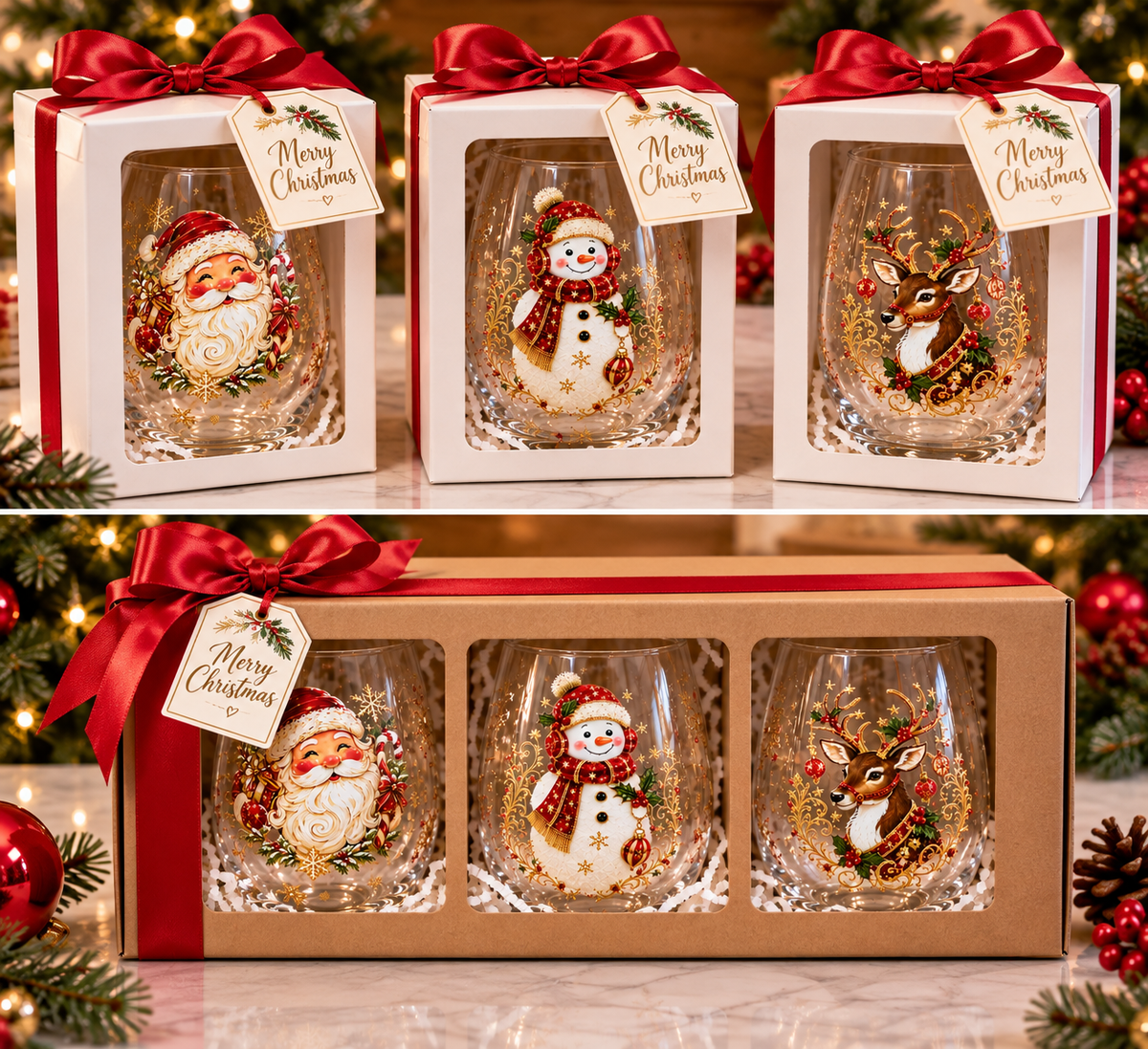 CHRISTMAS STEMLESS WINE GLASS