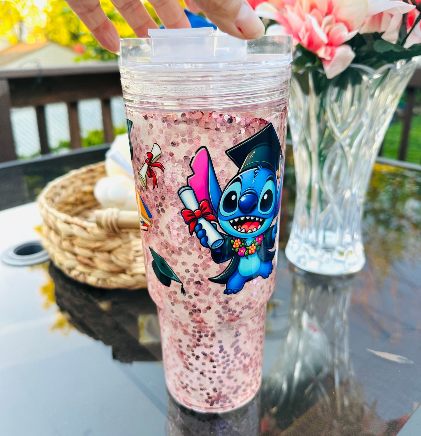 Personalized Graduation Snow Globe Tumbler – Custom Name Glitter Cup, Class of 2026 Gift