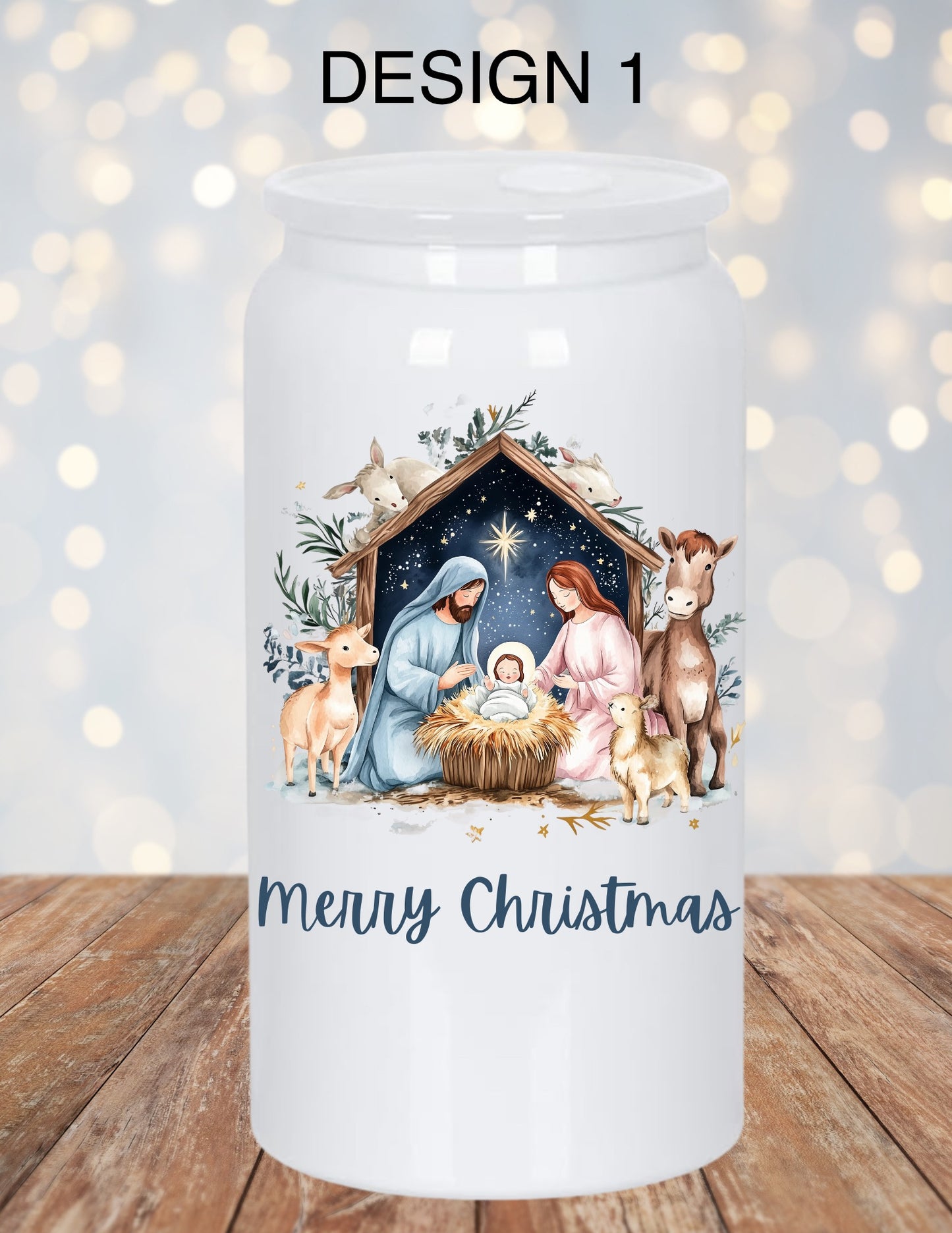 True Christmas story, Christmas tumblers , oh Holy night , Nativity scene, Christmas Day can glass, nativity scene tumblers