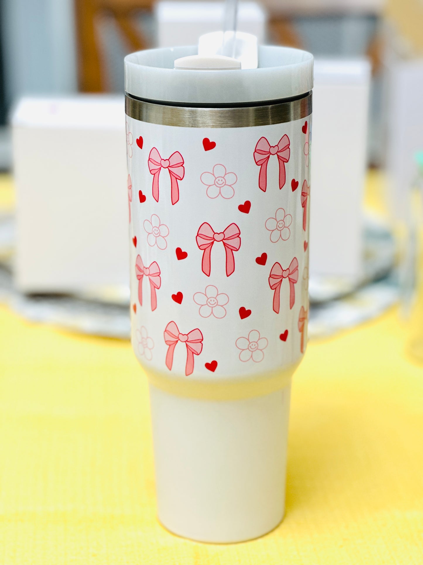 Stainless steel tumblers, Kitty tumblers, 40 oz tumblers, kitty tumblers with handles, alien tumblers, coquette bow tumblers, birthday gifts, back to school gifts, personalized tumblers.