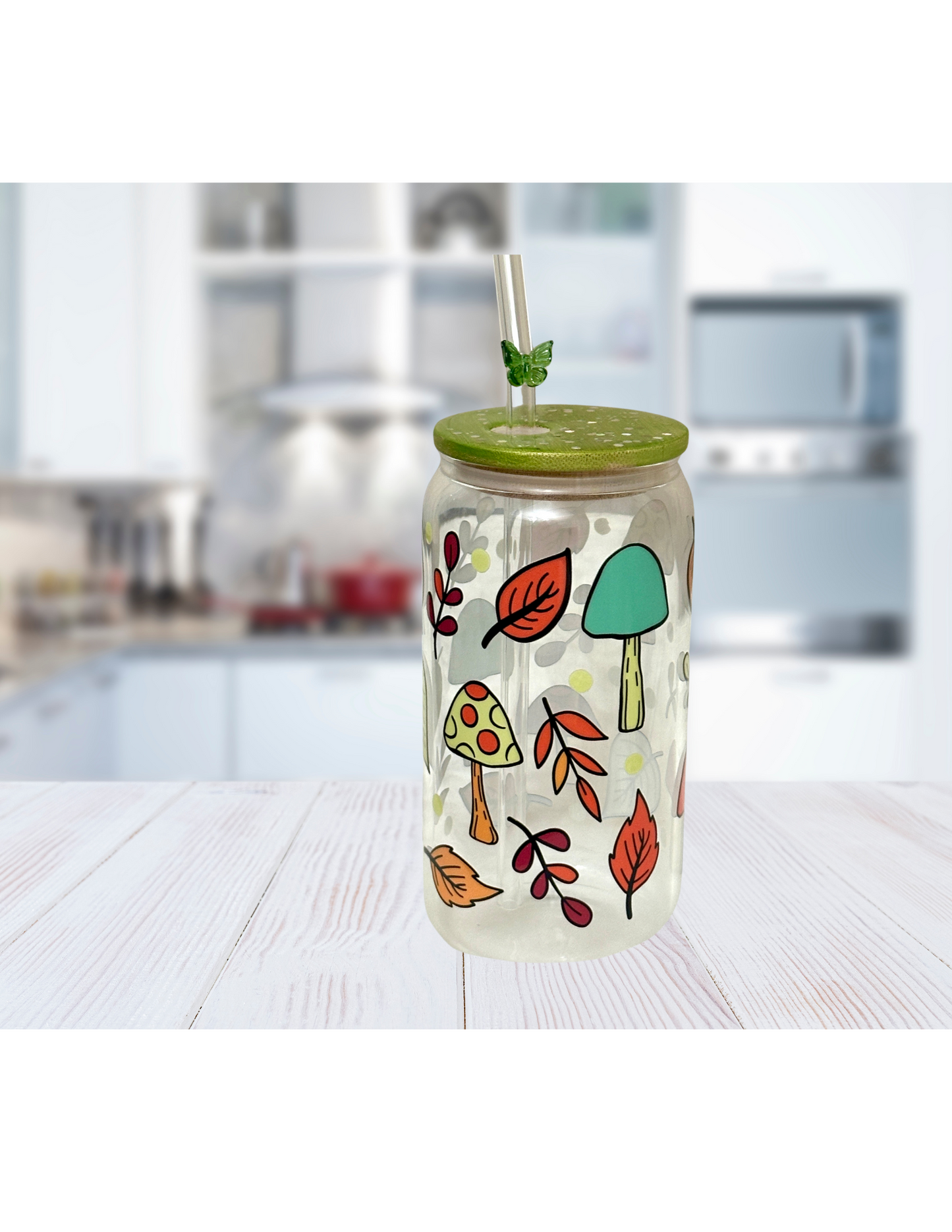 Iced coffee cup, 16oz can glass, thoughtful gifts, iced coffee cup with lid, trendy cups, birthday gifts, hand painted lids