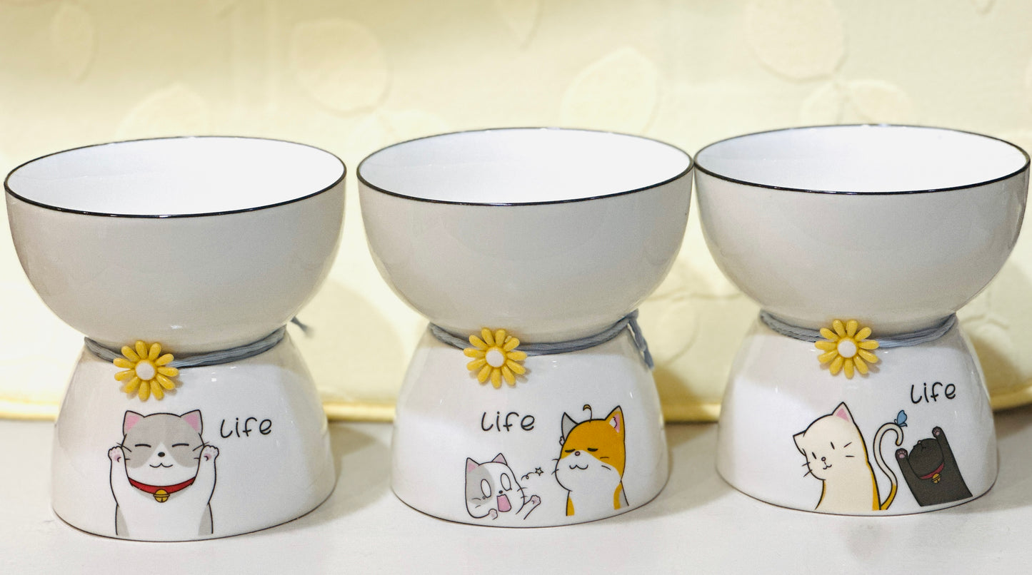 Elevated ceramic bowls for pets, Cats bowl, ceramic bowl for small pets, cat feeder for cats and small dogs
