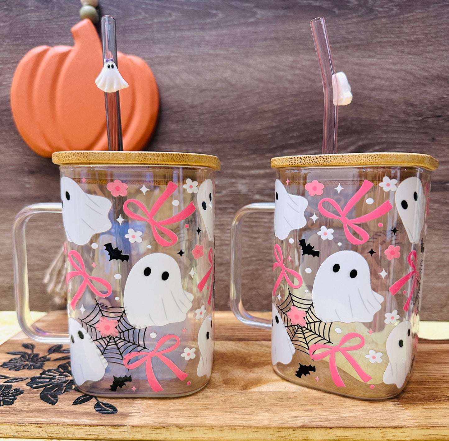 Spooky Cute Ghost Halloween Cup – 16oz Acrylic Mug with Straw