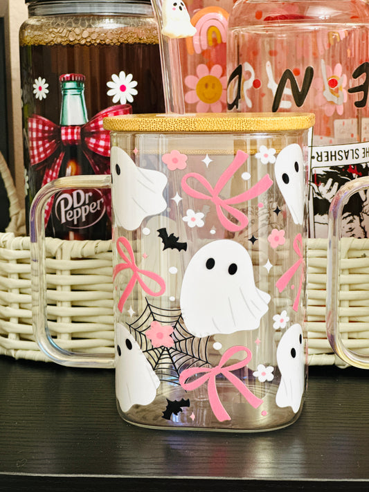 Spooky Cute Ghost Halloween Cup – 16oz Acrylic Mug with Straw