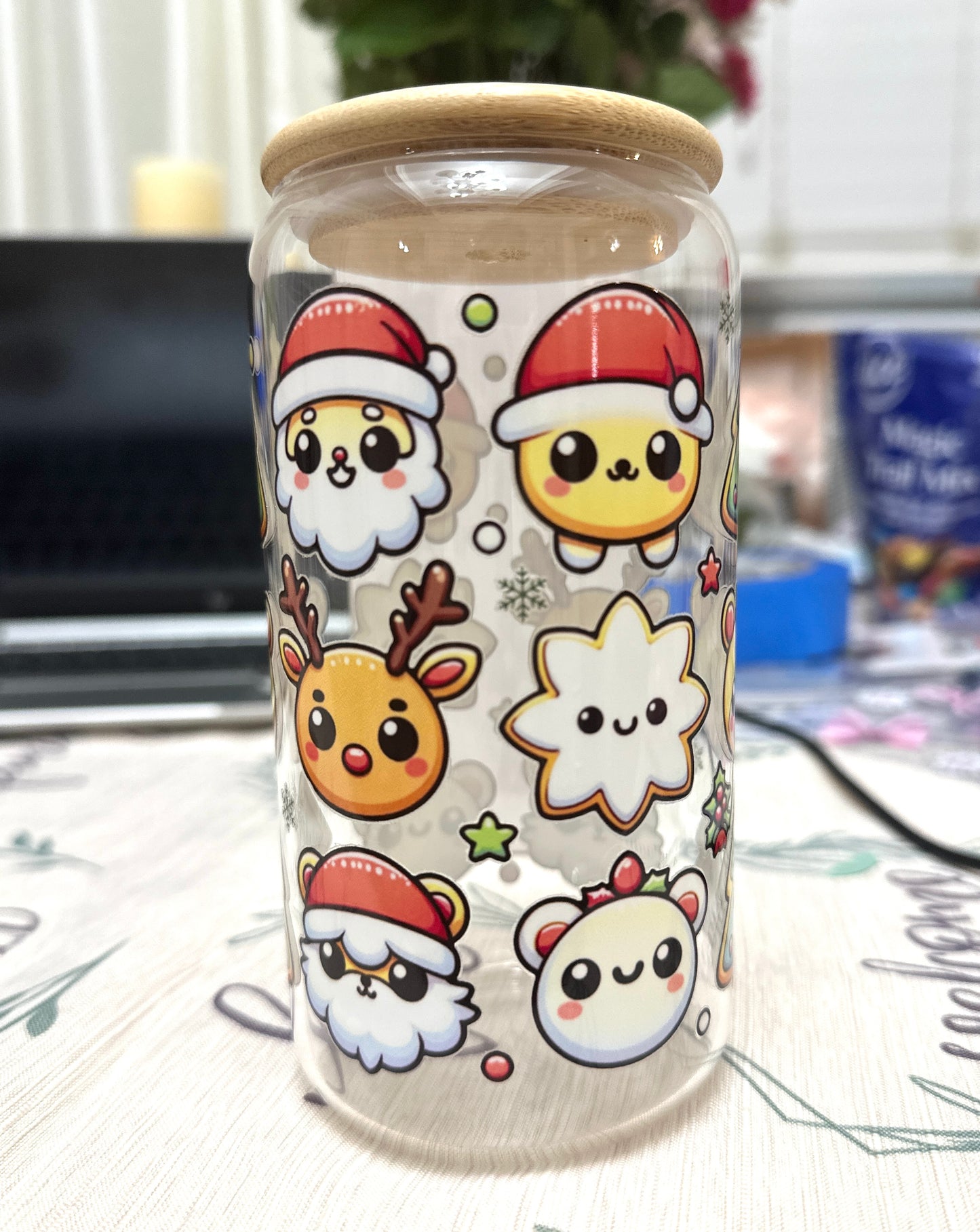 Personalized gifts, Chubby Christmas characters, Christmas cups, Santas mug , secret Santa gifts, beer can glass, cute cups