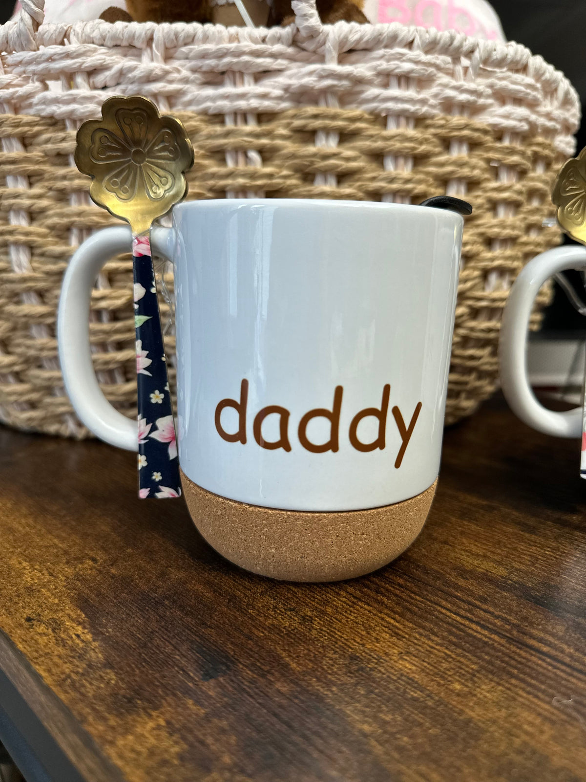 Mommy &amp; Daddy Mug Set with Floral Spoon | Gift for New Parents