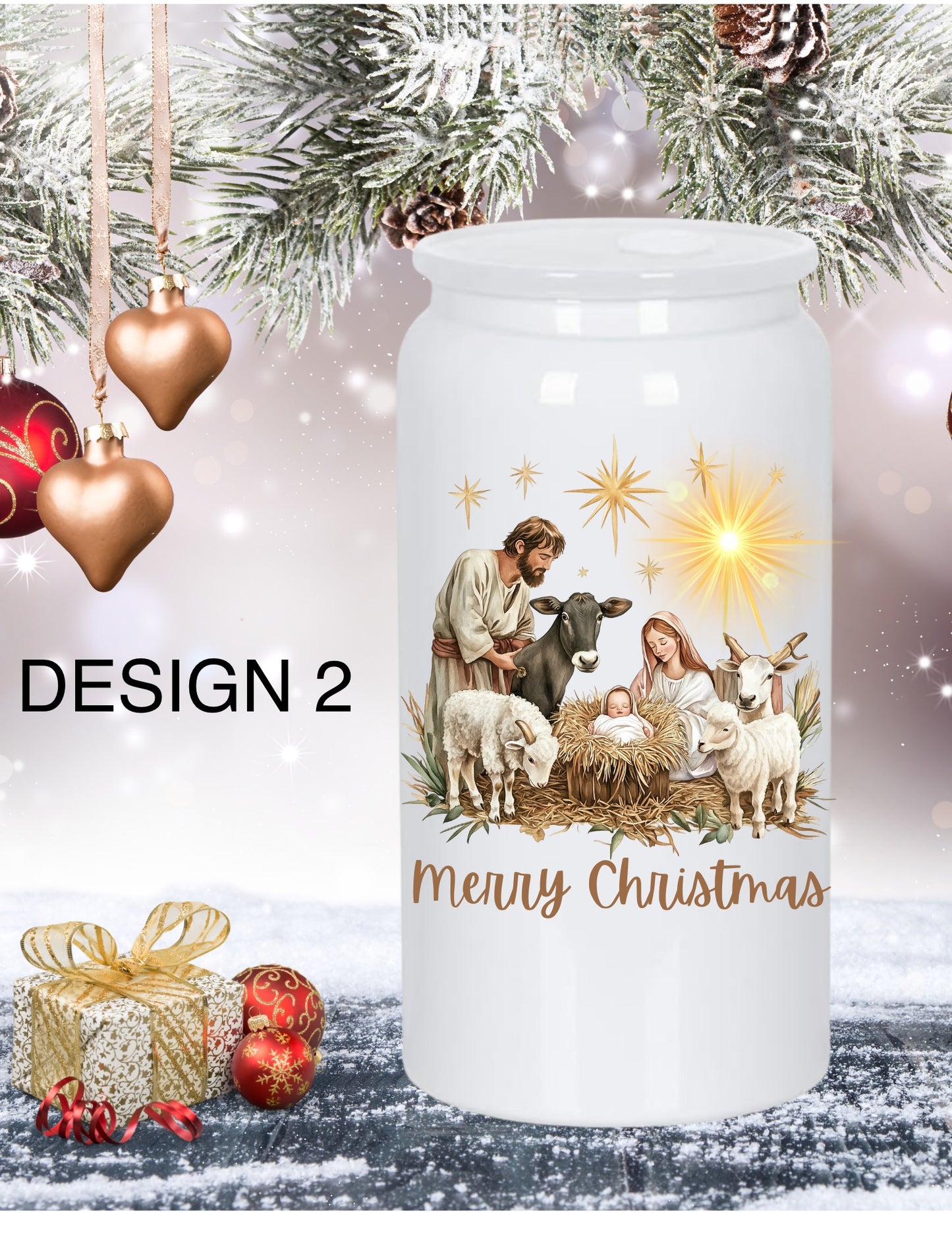 True Christmas story, Christmas tumblers , oh Holy night , Nativity scene, Christmas Day can glass, nativity scene tumblers