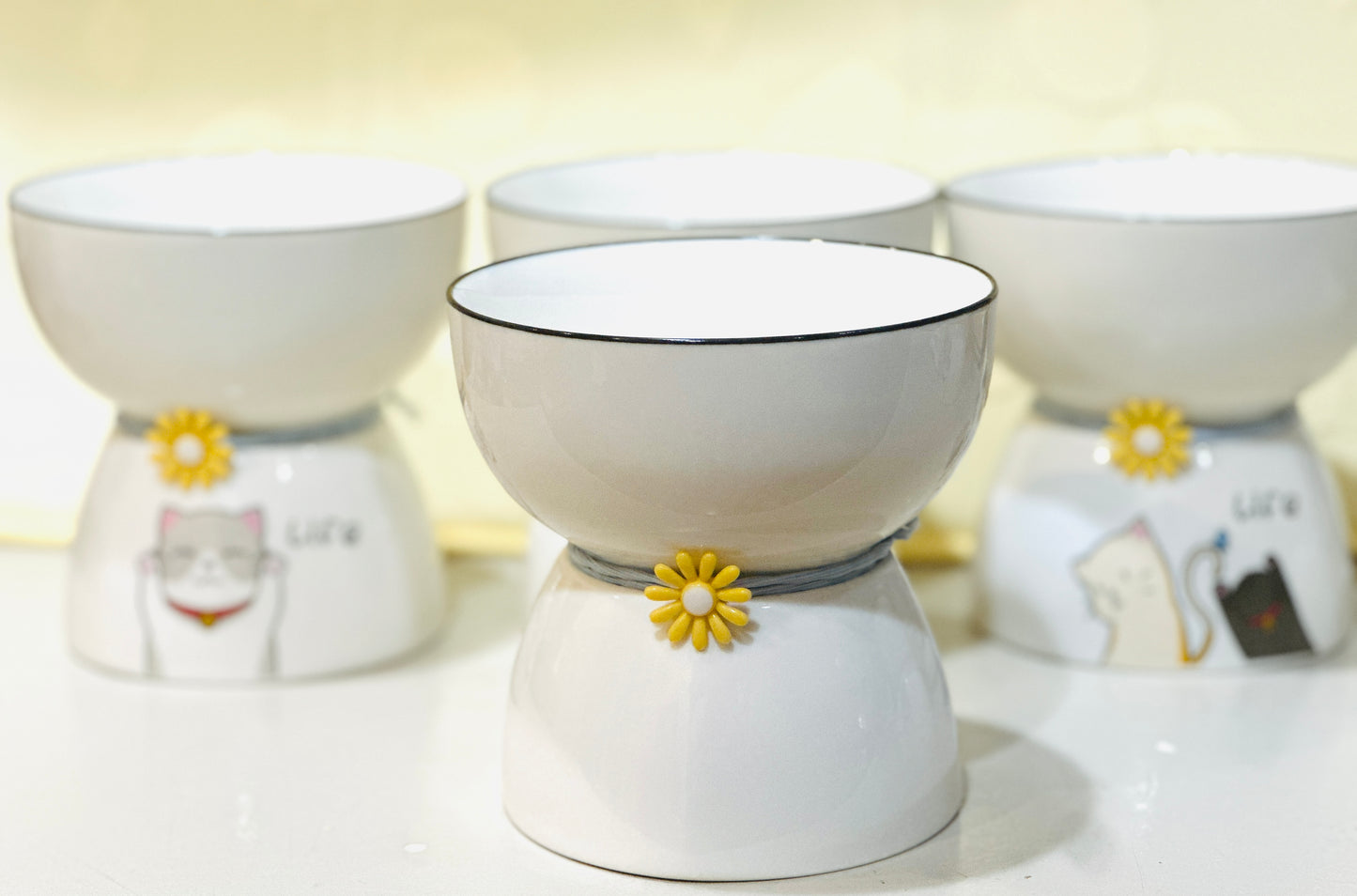 Elevated ceramic bowls for pets, Cats bowl, ceramic bowl for small pets, cat feeder for cats and small dogs