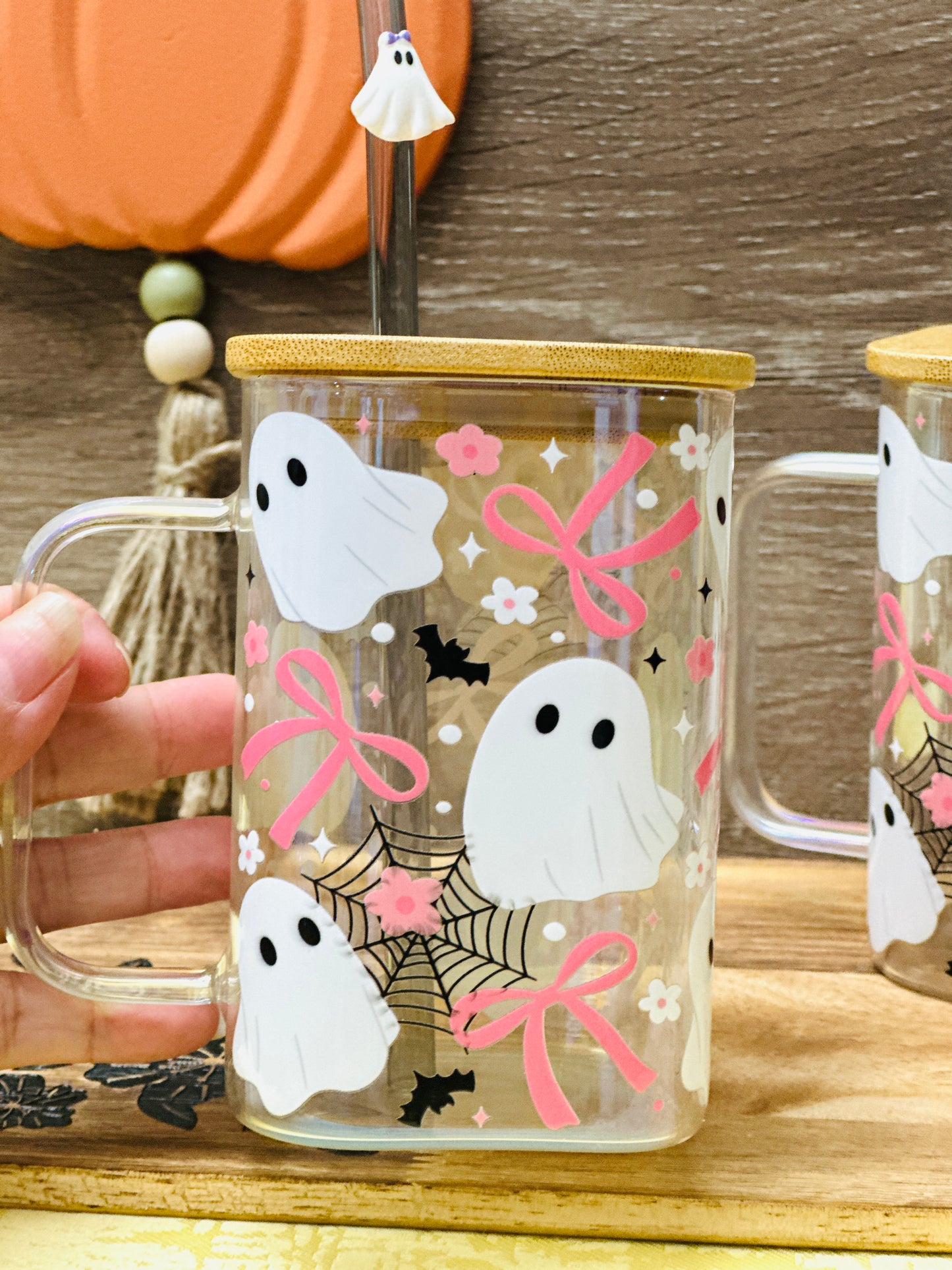 Spooky Cute Ghost Halloween Cup – 16oz Acrylic Mug with Straw