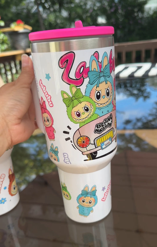 Cute tumblers.Whimsical Bunny 40oz Tumbler.   Cartoon-Inspired Pink Bunny Cup. Stainless steel double wall tumbler. 
Funky Forest Friend Tumbler. Trendy Creature Vibes – 40oz Tumbler