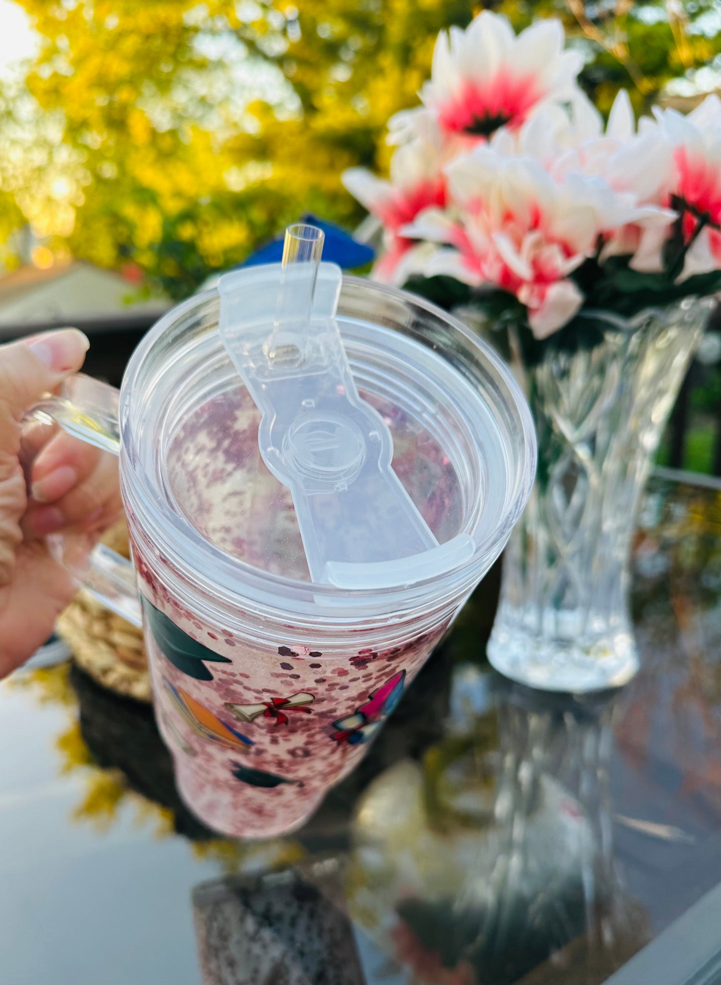 Personalized Graduation Snow Globe Tumbler – Custom Name Glitter Cup, Class of 2026 Gift