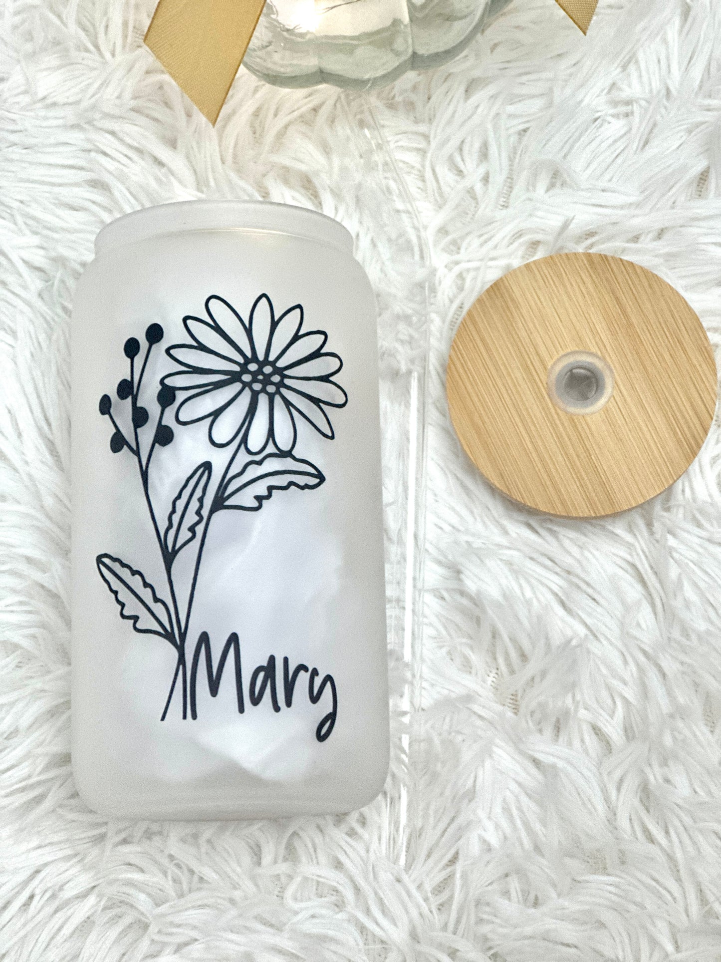 Birthday flower, personalized gifts, custom can glass shape