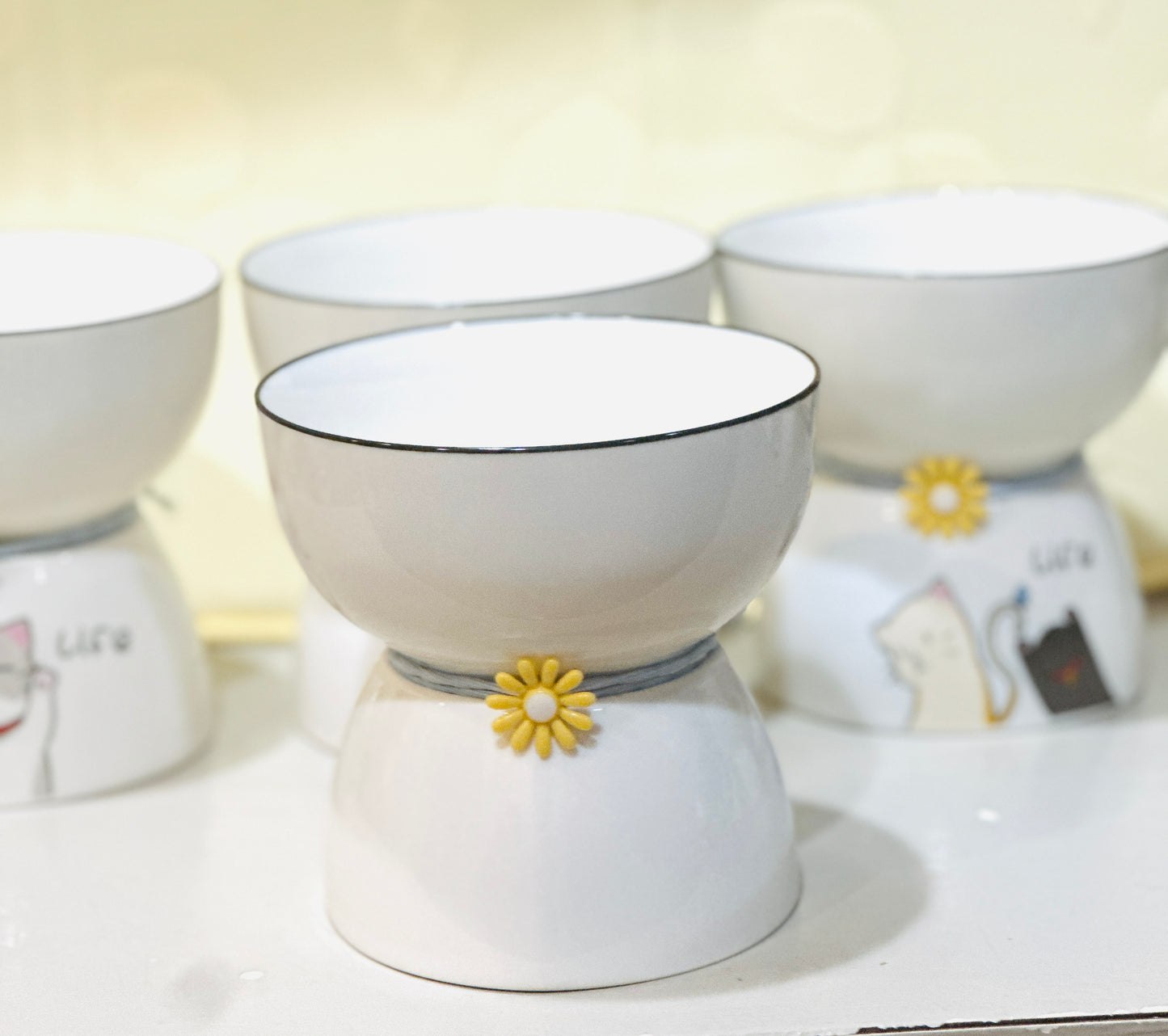 Elevated ceramic bowls for pets, Cats bowl, ceramic bowl for small pets, cat feeder for cats and small dogs