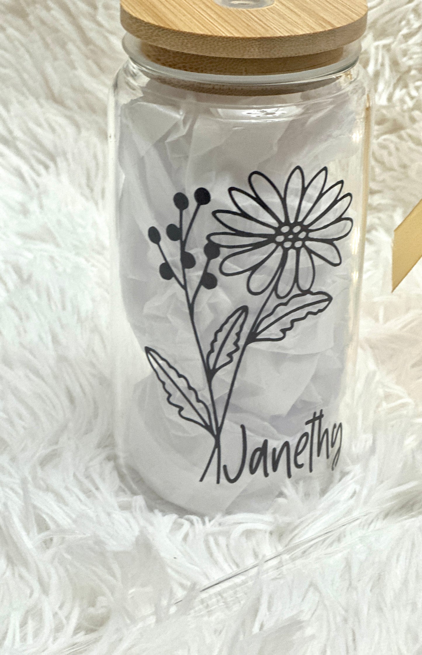 Birthday flower, personalized gifts, custom can glass shape