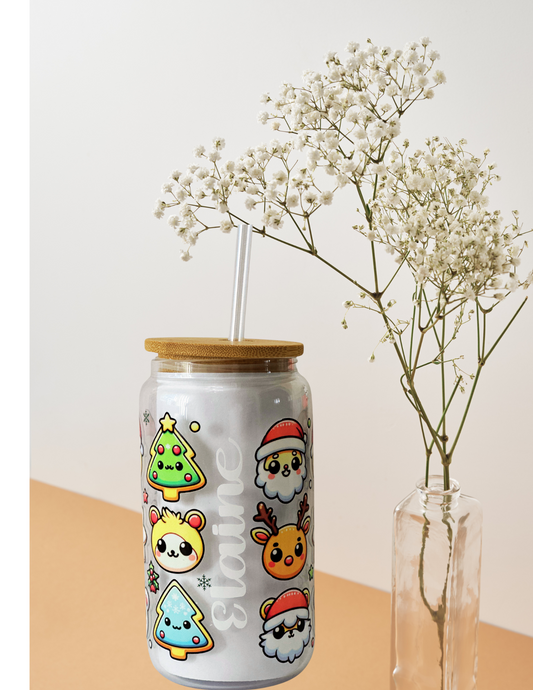 Personalized gifts, Chubby Christmas characters, Christmas cups, Santas mug , secret Santa gifts, beer can glass, cute cups