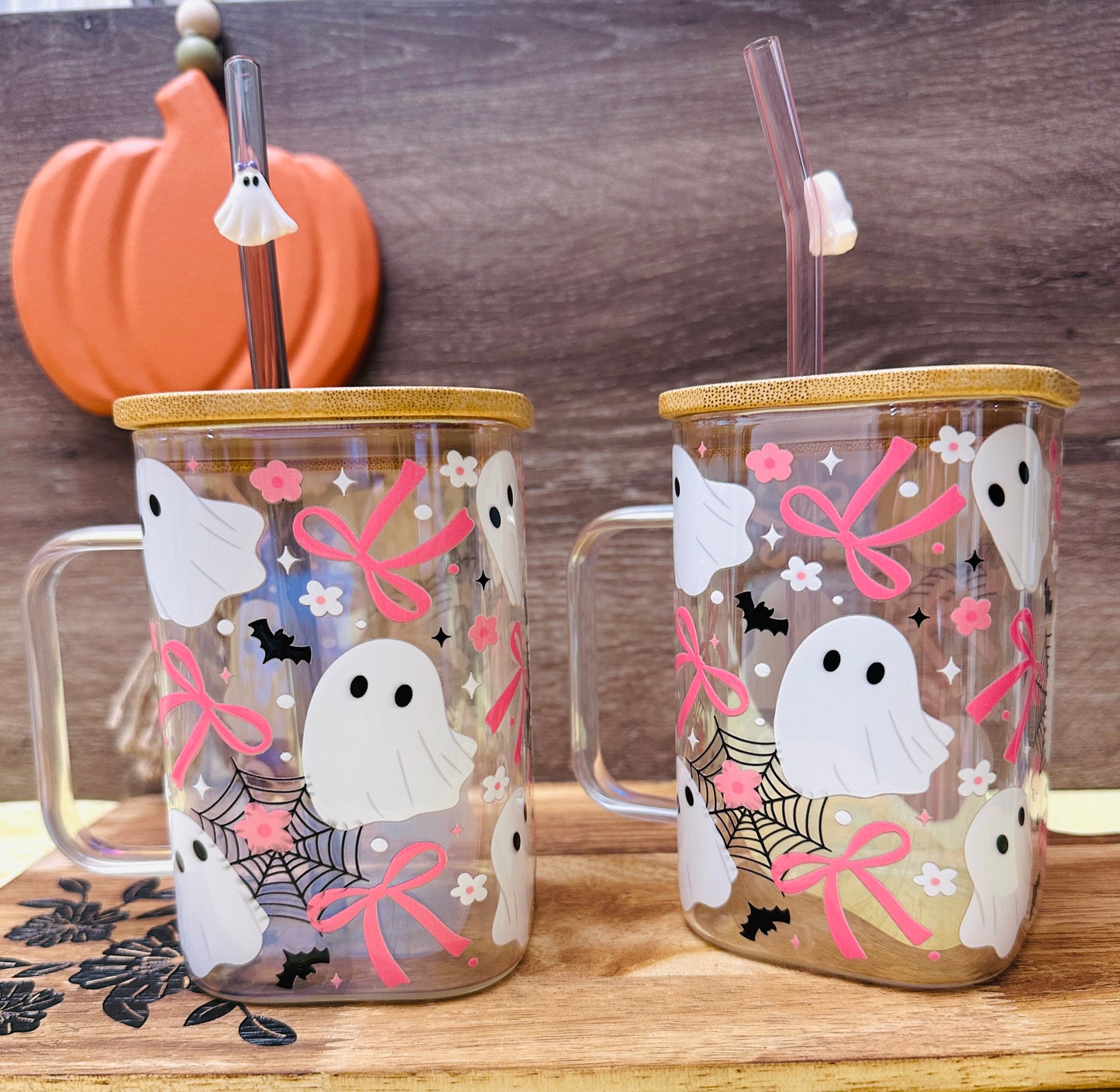 Spooky Cute Ghost Halloween Cup – 16oz Acrylic Mug with Straw