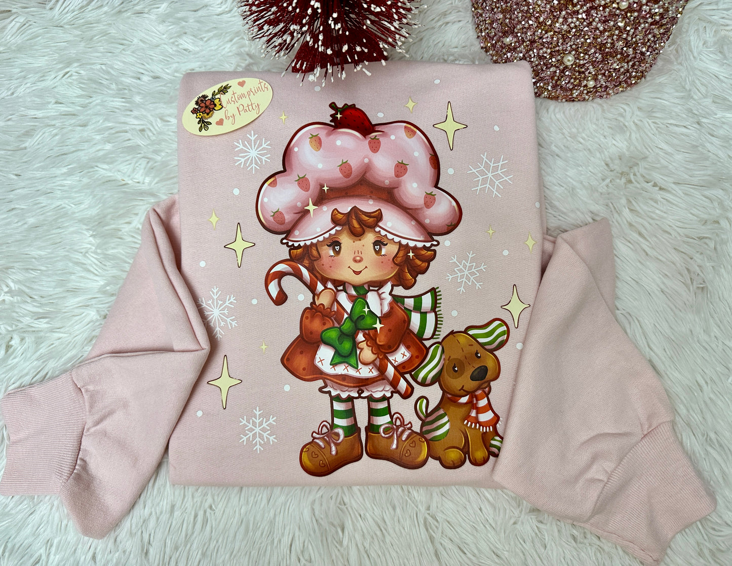 Crewneck sweatshirt, birthday gifts, strawberry sweatshirt, girls sweaters, retro characters sweatshirt, pink crewneck sweatshirt Valentine’s Day gifts.