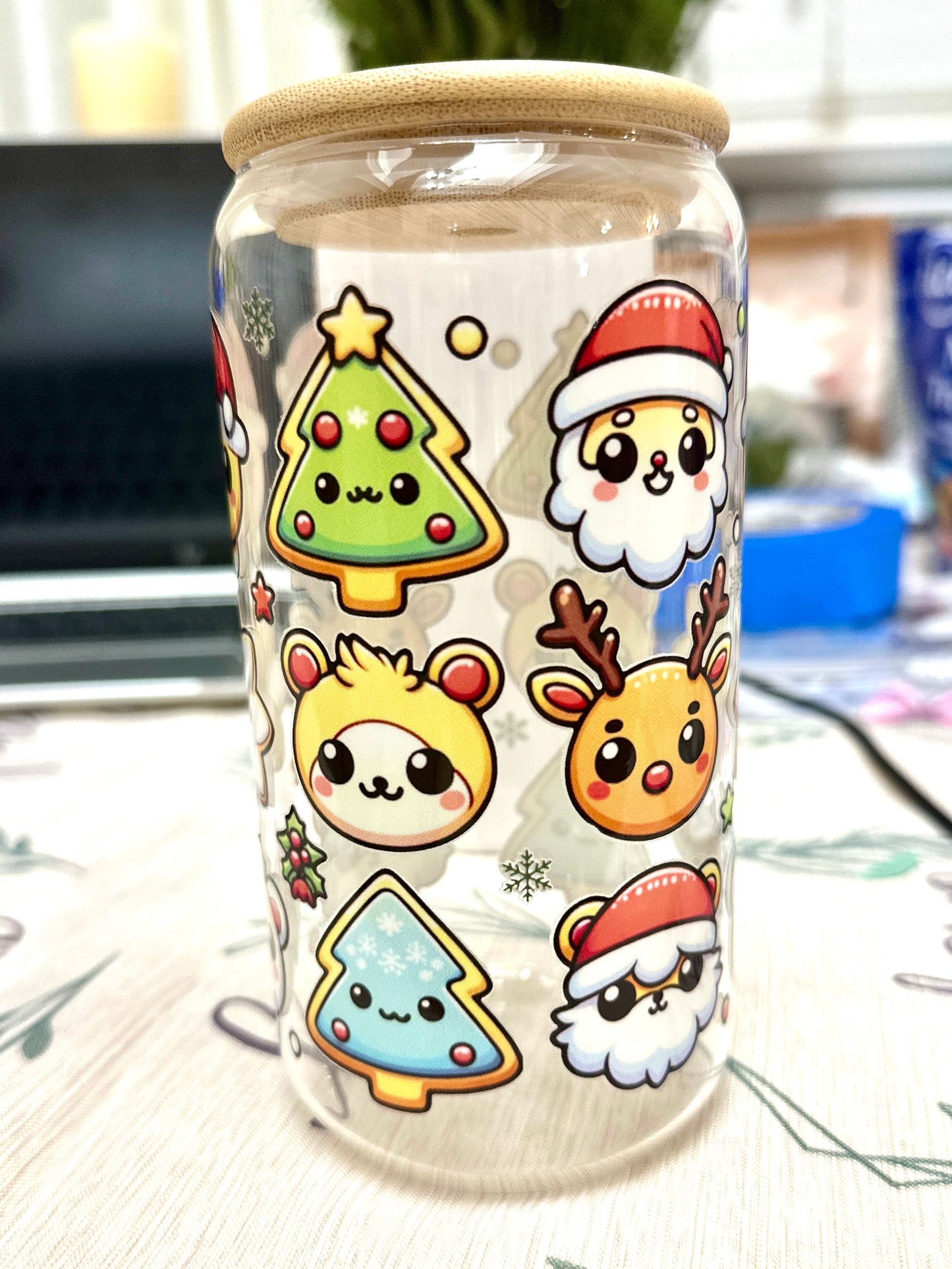 Personalized gifts, Chubby Christmas characters, Christmas cups, Santas mug , secret Santa gifts, beer can glass, cute cups