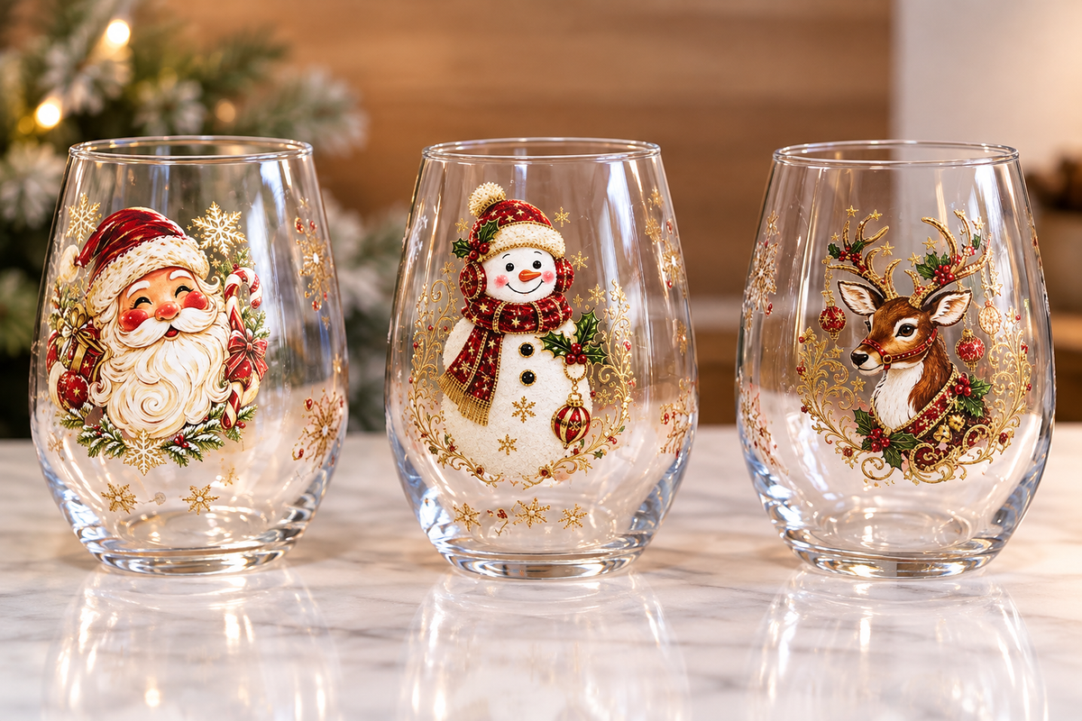 CHRISTMAS STEMLESS WINE GLASS