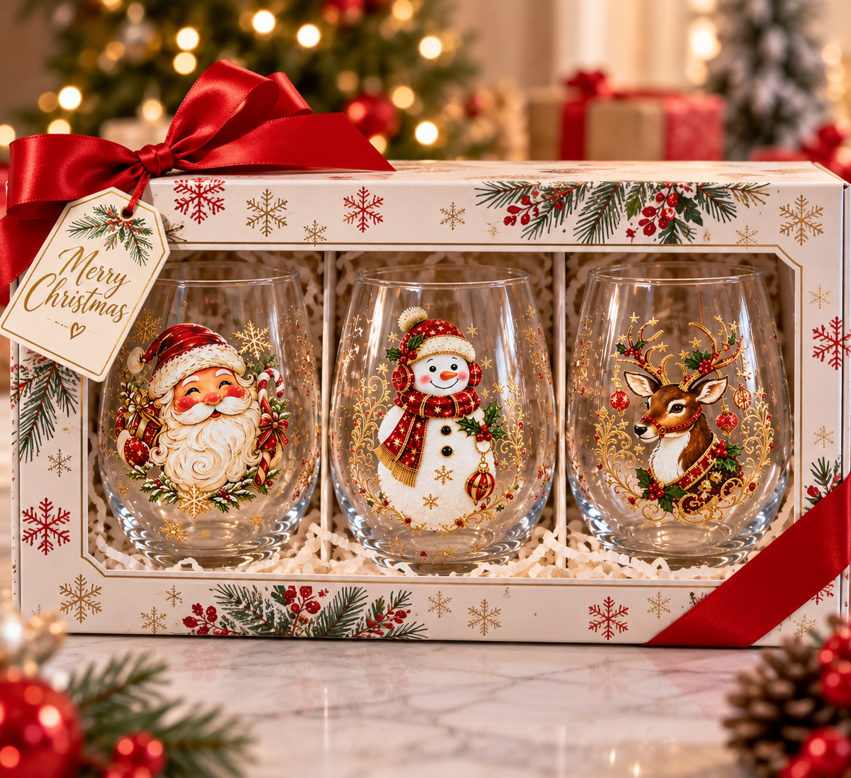CHRISTMAS STEMLESS WINE GLASS